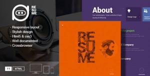 Resume 单页创意个人简历 HTML5模板-蟹程序