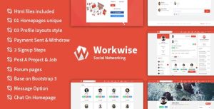 Workwise - 自由职业社交网络HTML模板-蟹程序