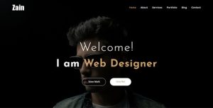 Zain - 单页简历作品展示HTML模板-蟹程序