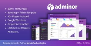 Adminor - 干净现代的自适应Bootstrap4管理仪表板HTML5模板-蟹程序