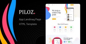 Piloz - App 应用程序着陆页网站HTML模板-蟹程序