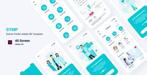 Symp – Doctor Finder Adobe XD 医疗移动应用程序模板-蟹程序