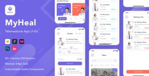 MyHeal - 医疗机构 App UI Kit 设计模板-蟹程序