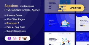 Saasbox - Saas 企业响应式多功能HTML模板-蟹程序