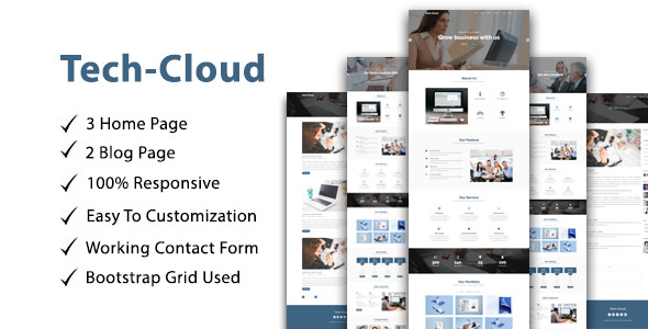 Tech-Cloud – 单页用途/视差HTML模板-蟹程序
