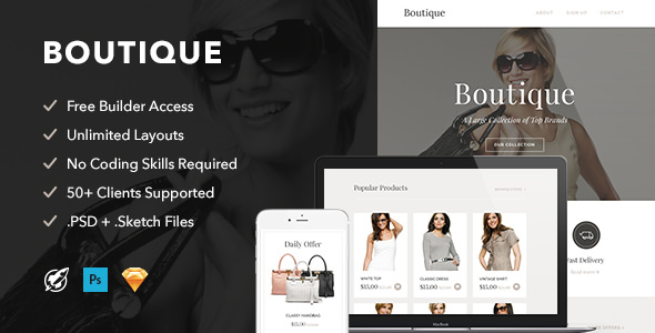 Boutique – 响应式 Email + 编辑器-蟹程序