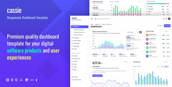 Cassie – 响应式仪表板后台HTML5模板-蟹程序