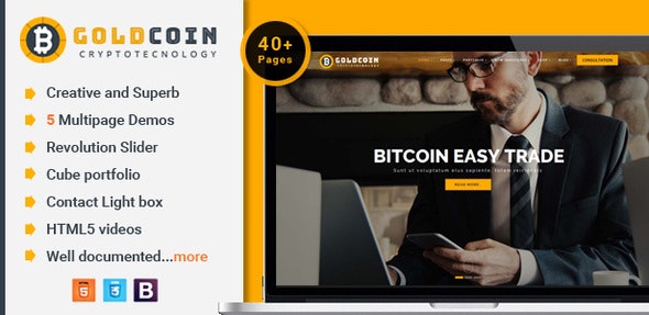 GoldCoin – 比特币加密货币HTML模板-蟹程序
