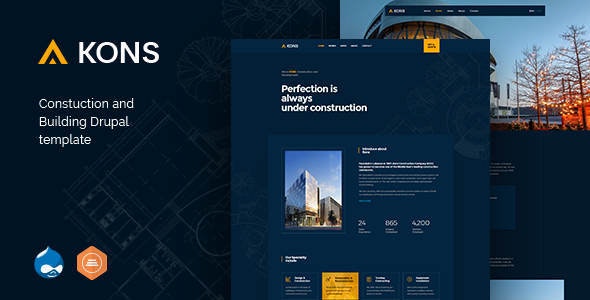 Kons – 建筑装饰企业网站 Drupal 8 模板 – v1.1-蟹程序