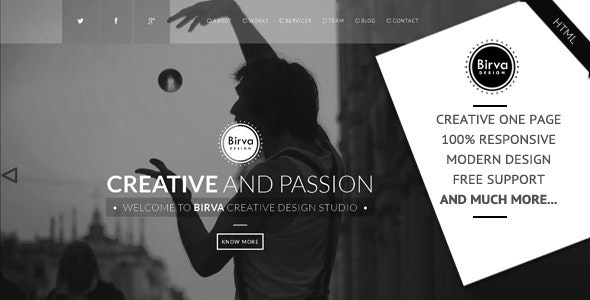 Birva Design – 创意单页产品展示HTML5网站模板-蟹程序