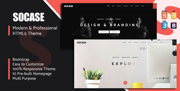 Socase – 简约创意机构HTML5网站单页模板-蟹程序