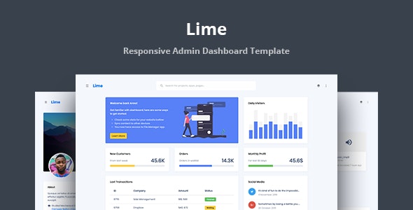 Lime – 响应式管理仪表板HTML模板-蟹程序
