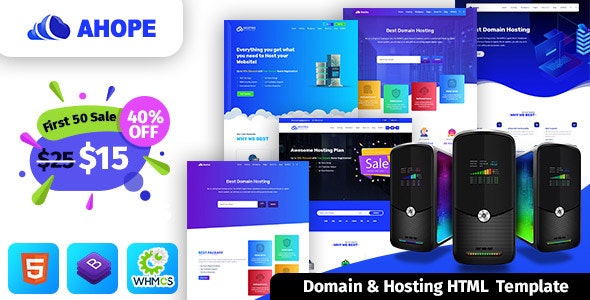 Ahope – 主机域名托管WHMCS模板-蟹程序