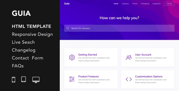 Guia – 服务文档说明书HTML5模板-蟹程序