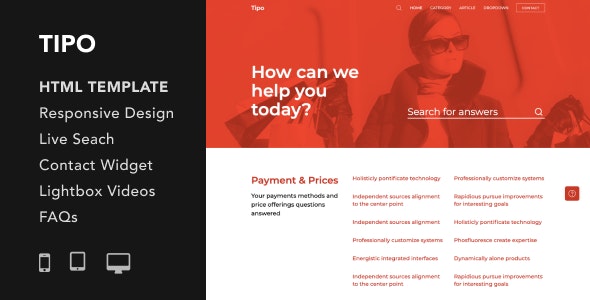 Tipo – 知识库帮助文档HTML5模板-蟹程序