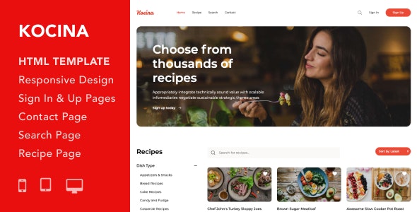 Kocina – 烹饪食谱美食HTML5模板-蟹程序
