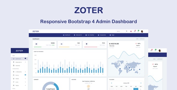 Zoter – 响应式管理仪表板HTML模板-蟹程序