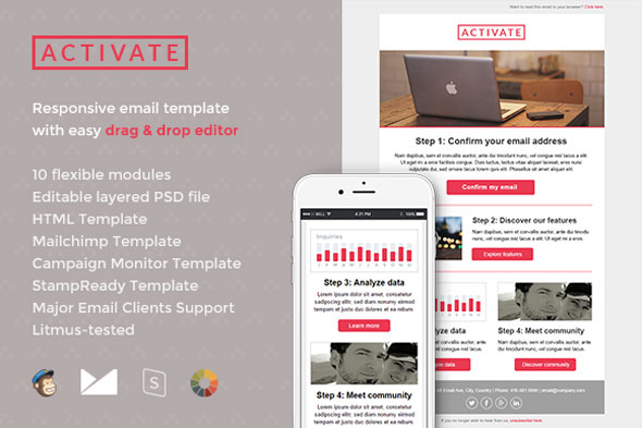Activate 电子邮件Email HTML5模板-蟹程序