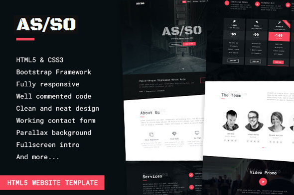 Asso 单页作品展示 HTML5模板-蟹程序