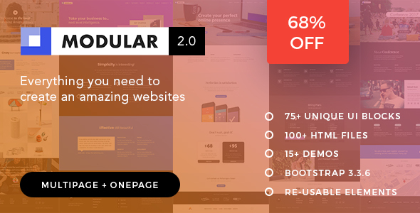 Modular – 多用途响应式HTML5模板-蟹程序