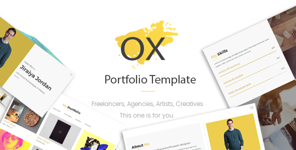 OX – 创意作品展示HTML模板-蟹程序