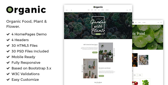 Organic – 植物/花卉/有机食品HTML5模板-蟹程序