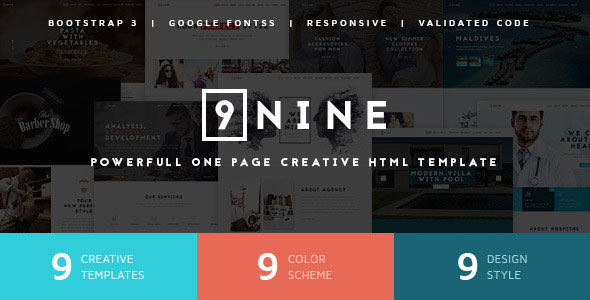 Nine 独特单页 HTML5模板 [ 更新至v1.0.7 ]-蟹程序