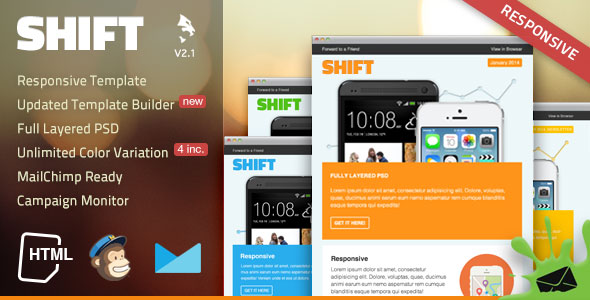 Shift 电子邮件Email HTML5网站模板-蟹程序