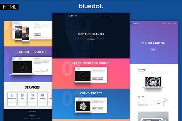 Bluedot v1.0 – 迷你作品展示HTML模板-蟹程序