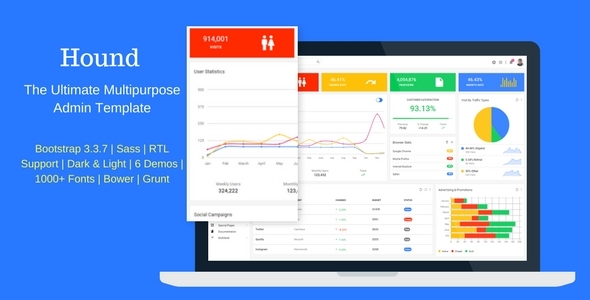 Hound – 多用途管理面板HTML5面板-蟹程序