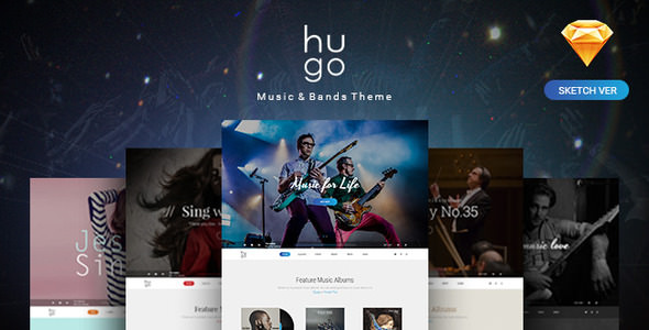 Hugo – 音乐乐队HTML模板-蟹程序