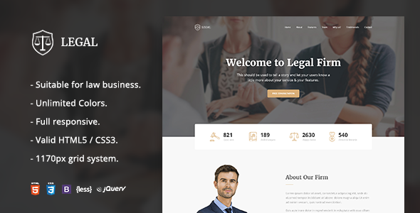 Legal – 律师事务所单页HTML模板-蟹程序