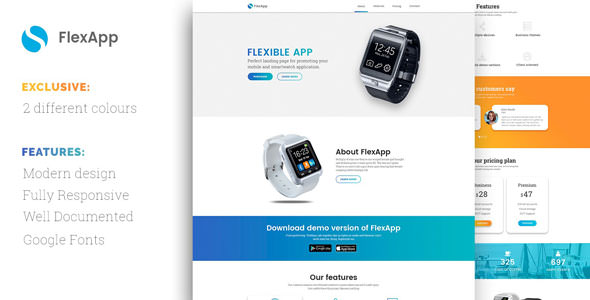FlexApp – APP着陆页HTML模板-蟹程序