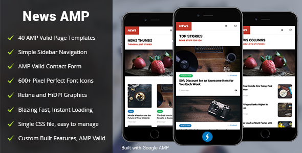 AMP News Mobile – 手机移动Google AMP模板-蟹程序