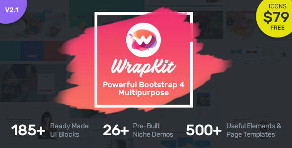 WrapKit – Bootstrap 4 多用途模板 – v2.1-蟹程序