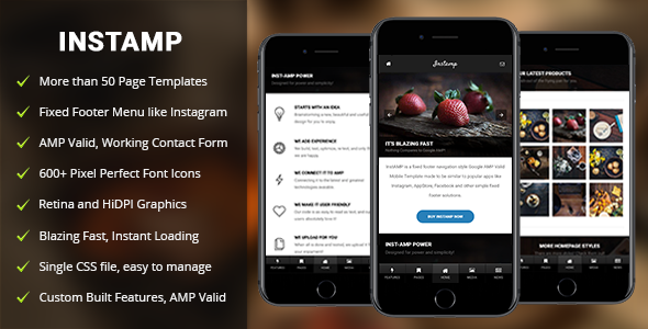 AMP Insta Mobile – 移动Google AMP模板-蟹程序
