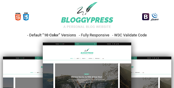 BloggyPress  – 响应式博客HTML5模板-蟹程序