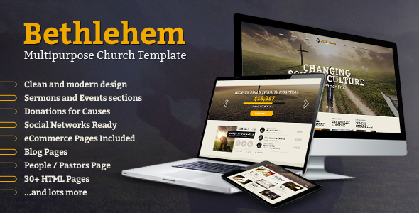 Bethlehem – 教会Bootstrap 3 HTML5模板-蟹程序