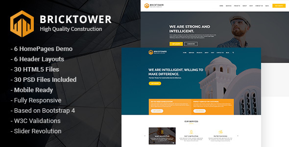 Bricktower – 建筑公司HTML5模板-蟹程序