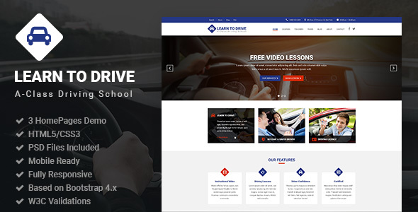 LearnToDrive – 驾校培训HTML5模板-蟹程序