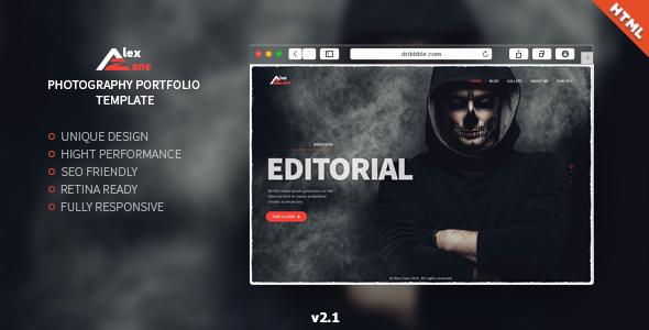 Alex Zane – 摄影作品展示HTML模板 – v2.1-蟹程序