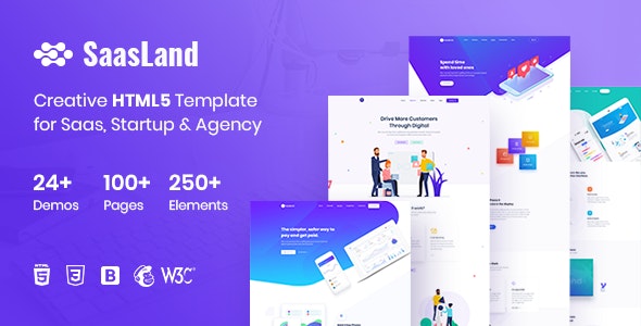 SaasLand – Saas 项目启动代理HTML5模板-蟹程序