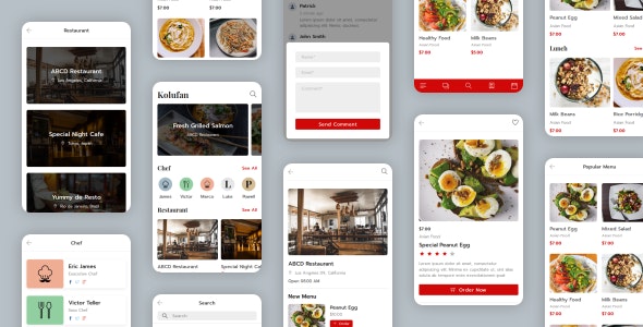 KOLUFAN – 食物餐厅手机端HTML5模板-蟹程序