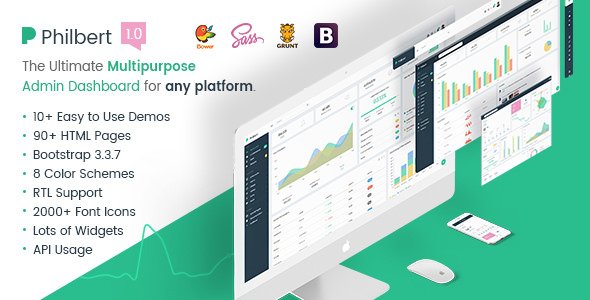 Philbert – 多用途Bootstrap 管理模板 + UI Kit-蟹程序