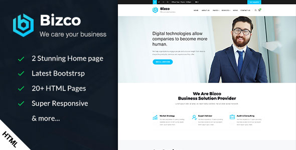 Bizco – 公司企业HTML5模板-蟹程序