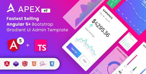 Apex – 后台管理Bootstrap 4 HTML模板 – v8.0-蟹程序