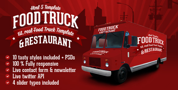 Food Truck & Restaurant 餐饮 HTML5静态网站模板-蟹程序