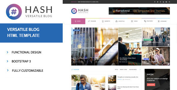 Hash 新闻博客杂志 HTML模板-蟹程序