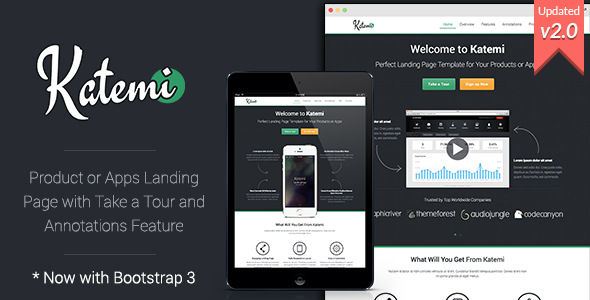 Katemi 产品或APP着陆 HTML5模版自适应主题-蟹程序