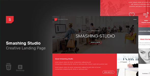 Smashing Studio 工作室着陆页HTML5模板-蟹程序